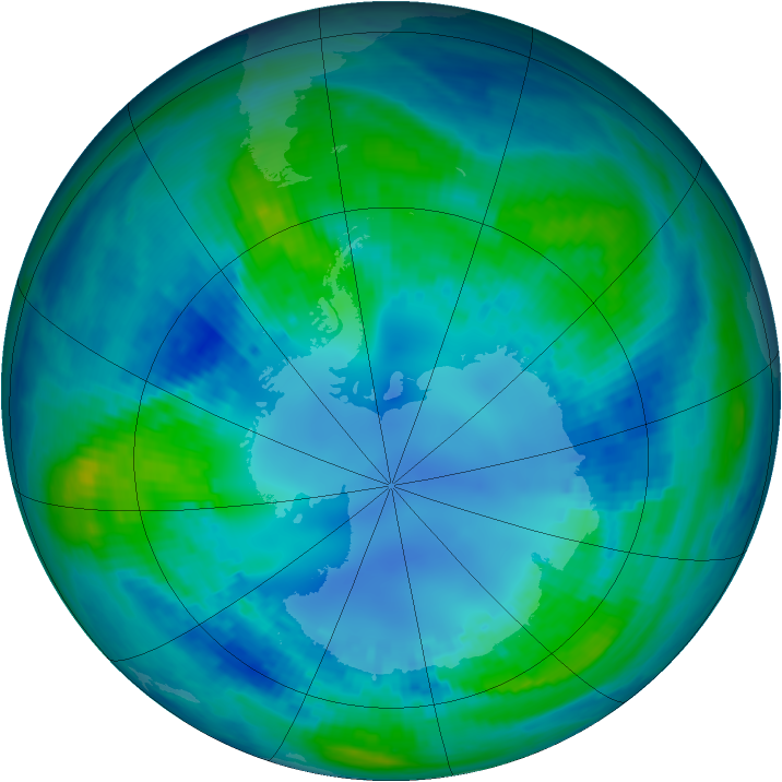 Antarctic ozone map for 26 April 2001